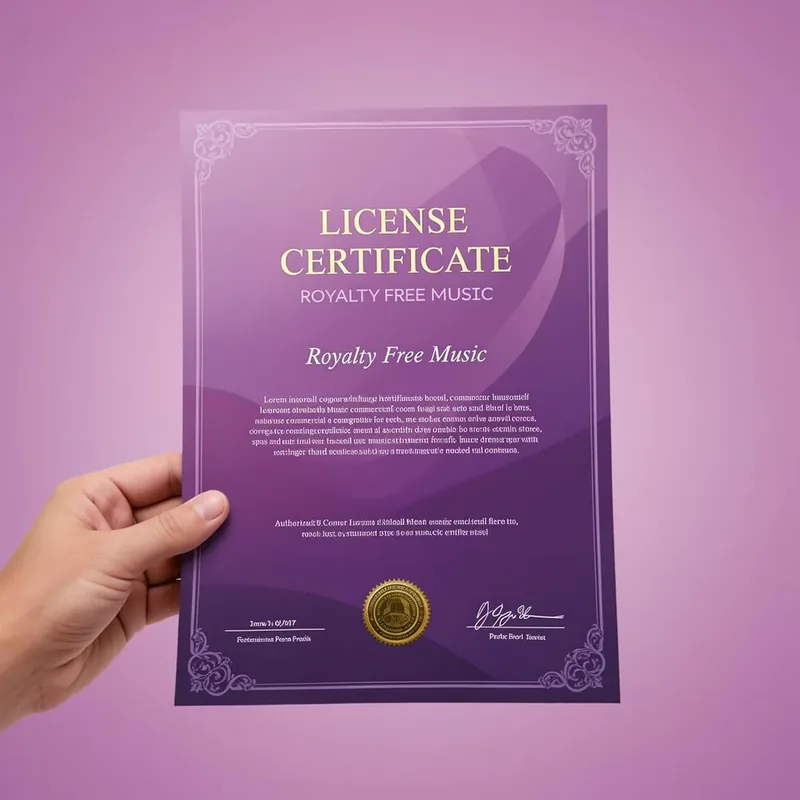 Sonify Music License Certificate for royalty-free commercial music in hotels, spas, restaurants and retail stores